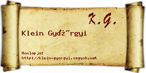 Klein Györgyi névjegykártya